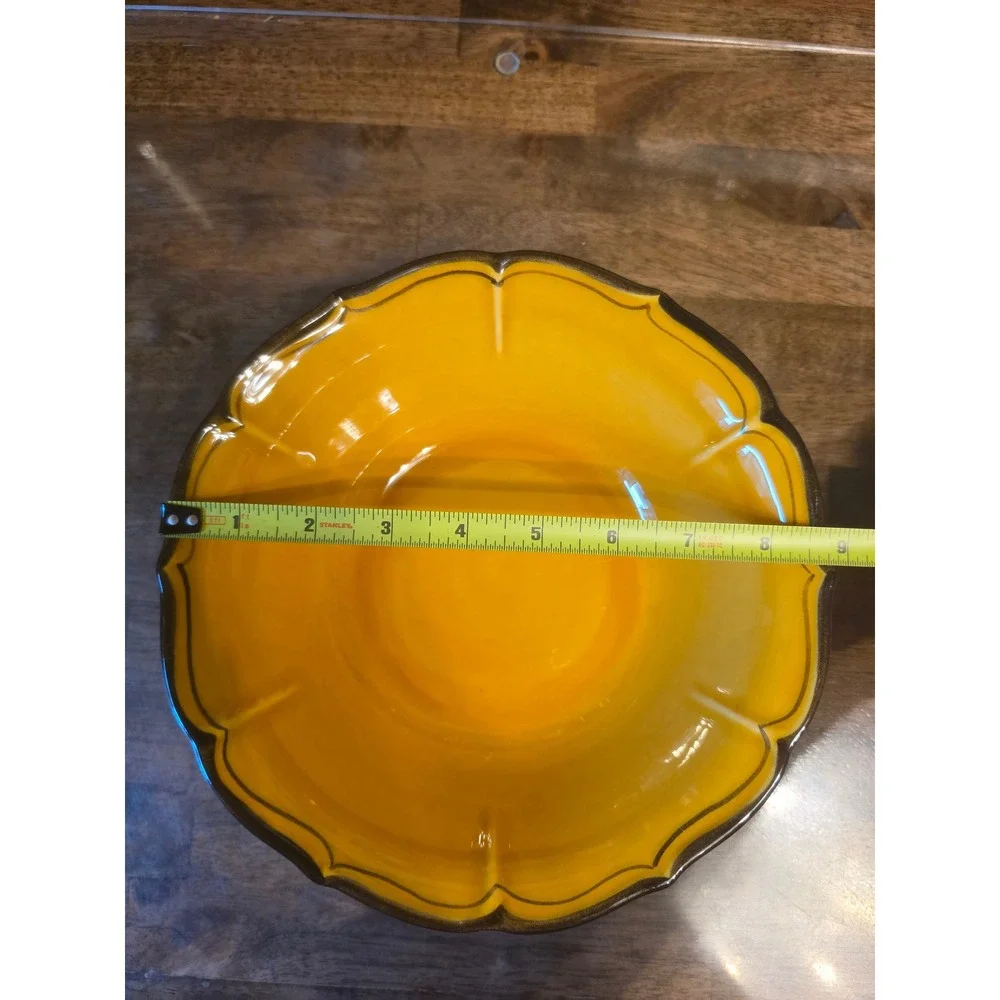 Metlox Poppy Trail Yellow Scalloped Bowl Vintage California Pottery 176 8.5in